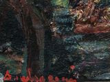 a painting of a man and a woman in the woods