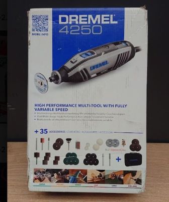 the box of the dremel 4200 multi - tool is sitting on the table