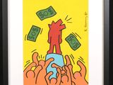 an image of a picture of a person standing on top of a pile of money