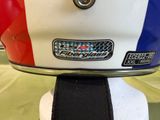 a close up of a motorcycle helmet on a table
