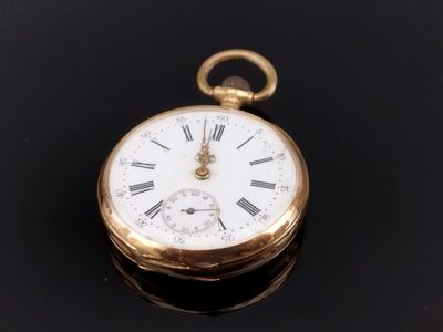 Montre De Col Vintage En Or Massif - Poinçon Tête De Cheval - Cadran Blanc - Occasion