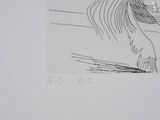 a drawing of a woman with long hair sitting on a bench