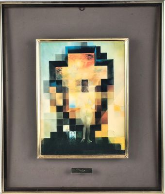 an image of a painting of a man standing in front of a building