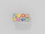 a multicolored sapphire and diamond ring