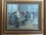 painting of a group of men playing cards in a room