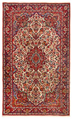 an antique persian rug with a floral design on a white background