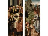 deux panneaux d'un tableau représentant une famille réunie autour d'une table