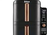 une friteuse à air chaud noire et dorée et une friteuse noire et dorée