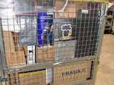 a cart with a lot of boxes on it in a warehouse