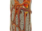 orange and brown vase on a white background with a white background