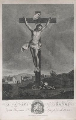 un dessin en noir et blanc représentant Jésus sur la croix