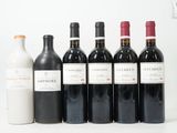 plusieurs bouteilles de vin sont alignées sur une surface blanche