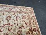 a person standing on a rug on the street
