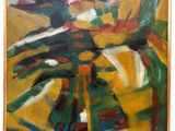 une peinture à l'huile représentant un vase avec des fleurs sur une table
