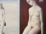 a painting of a naked woman sitting on a chair