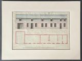 a picture of a drawing of a building with a clock on it