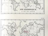 an old map of the world with a red line in the middle