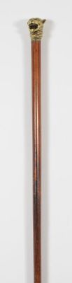 Canne décorative à fût en jonc de Malacca, pommeau en laiton figurant  - Photo 1