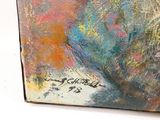an image of a close up of a painting on a white surface