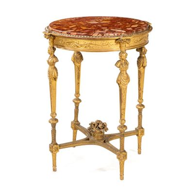 une image d'une table avec un plateau en marbre sur un fond blanc