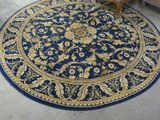 un tapis bleu posé sur le sol du salon