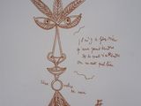 a drawing on the wall of a room with a picture of a plant