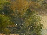 painting of a landscape with a river and trees in the foreground