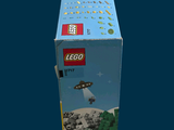 a blue box with a picture of a space ship on it