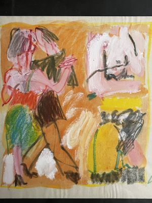 un dessin représentant un homme et une femme jouant d'un instrument de musique