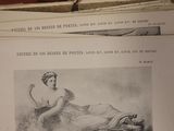 a drawing of a woman sitting on a bed