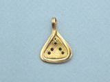 a gold plated pendant with a slice of pizza on it