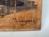 a picture of a painting on a wall with writing on it