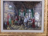a picture of a painting of a group of people in a room