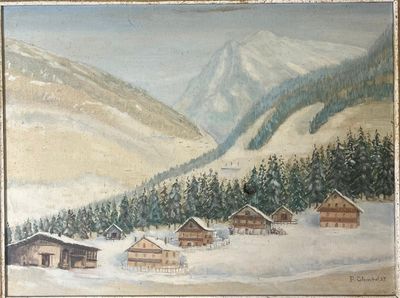 Ecole Française XXè "paysage sous la neige", huile sur toile…