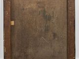 an old wooden picture frame with a brown paint on it