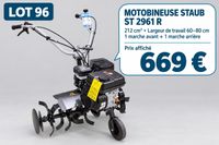 STAUB. Moto bineuse ST2961R, 212 cc, largeur de travail 60-8…