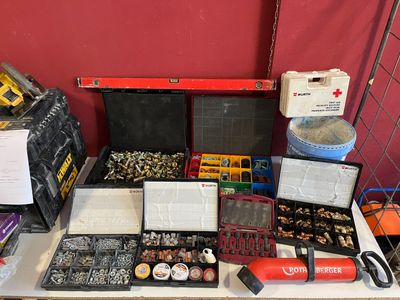 a table with a lot of tools on it