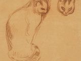 dessin représentant un chat et un autre chat assis l'un à côté de l'autre sur une feuille de papier