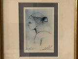 painting of a woman in profile with her hair pulled back