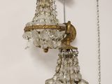 pair of antique brass and crystal wall sconces