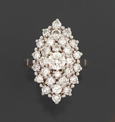 Bague marquise, en or gris 18K 750 millièmes et platine 850 …