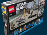 a box of lego star wars sets on a blue background