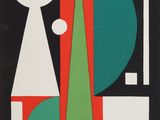 an image of a painting with geometric shapes on a black background