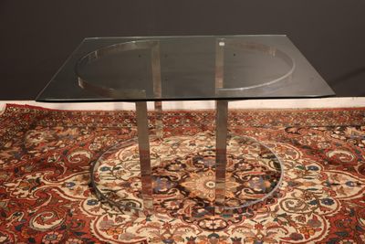 ROCHE & BOBOIS Table de salle à manger piétement cintré chro… - Photo 1