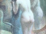 a painting of a nude woman standing in front of a mirror