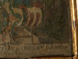 an image of a painting of a man on a horse in a room