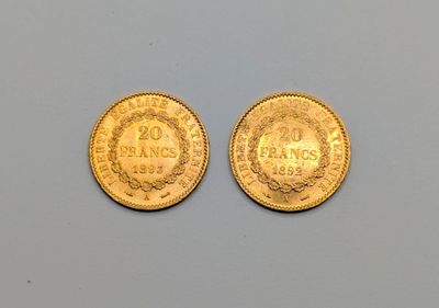 deux pièces d'or, dont l'une est ornée d'une couronne et l'autre d'une couronne