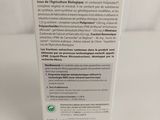 the back of a box with a label on it sitting on a table