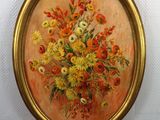 a picture of a painting of a vase of flowers on a table