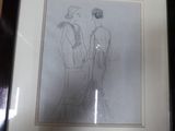 dessin représentant un homme et une femme en tenue de cérémonie, debout l'un à côté de l'autre
